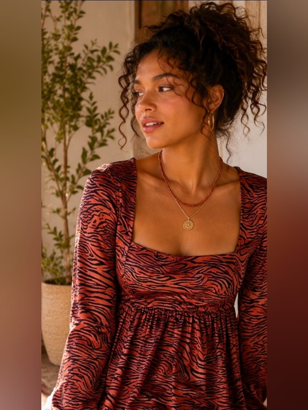NWT FP Tiger Print Peplum Blouse size L $98 MSRP